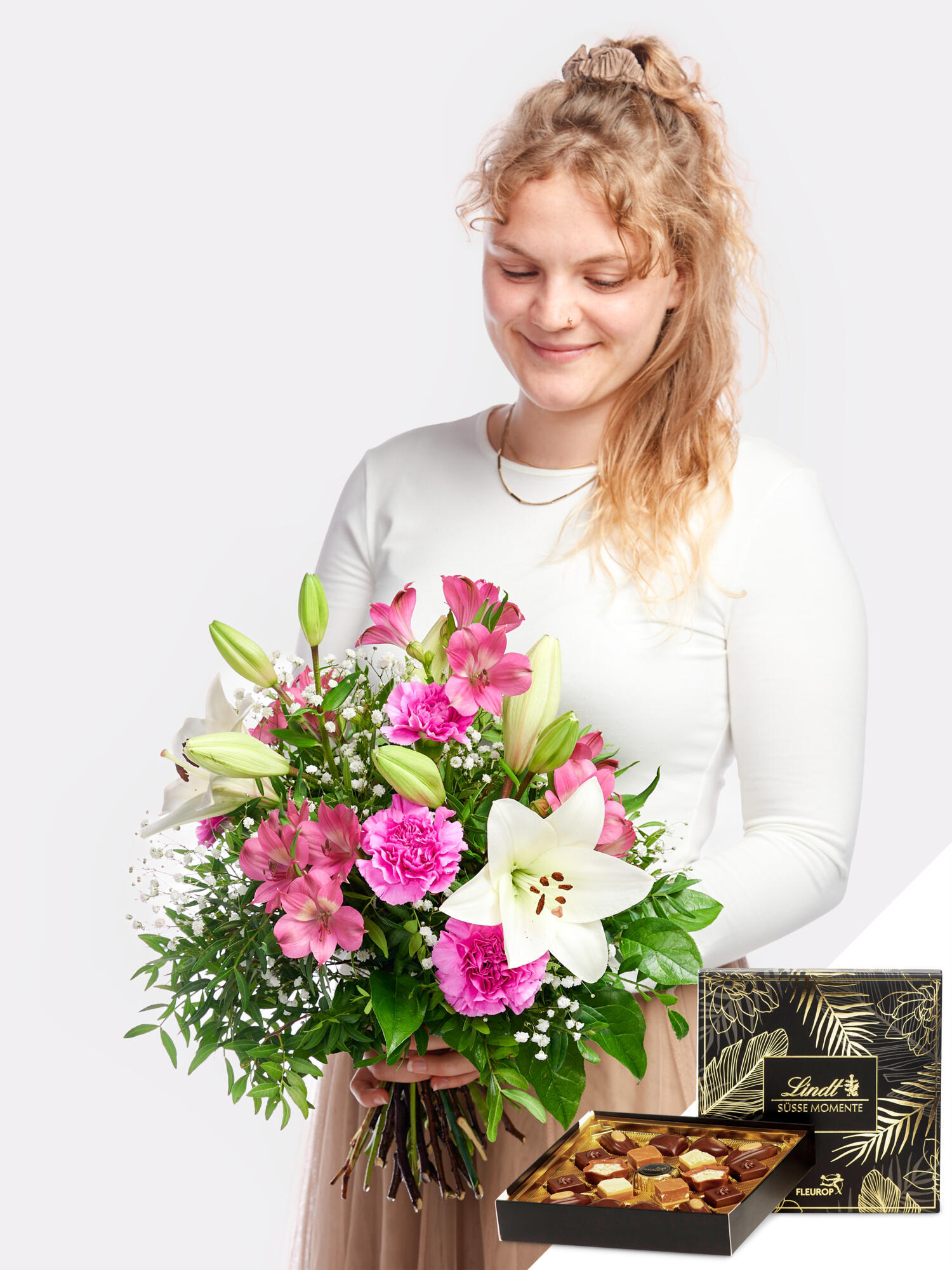 Fleurop Blumenversand - Blumenstrauß - Fröhlich und Aufgeweckt mit Lindt-Pralinen L - Blumen online bestellen