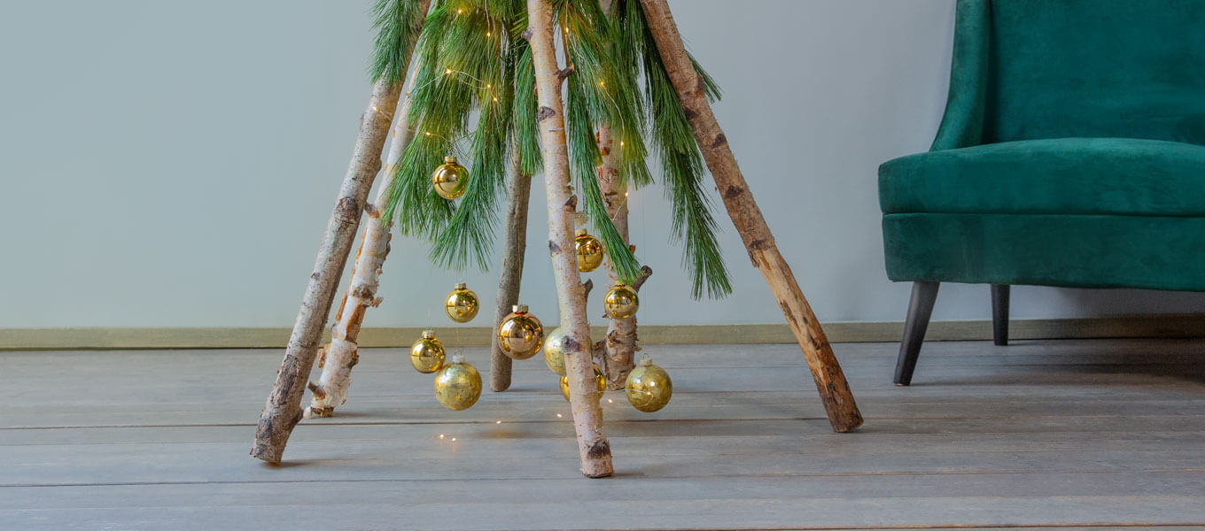 Weihnachtsbaum-Alternative aus Birkenästen & Kiefer Fertige Weihnachtsbaumalternative aus Naturmaterialien.